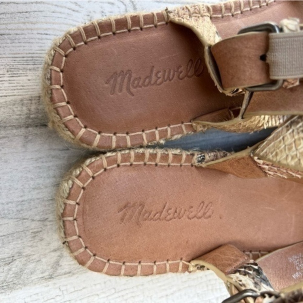Madewell Snake Print Espadrille Platform Sandals - Beige/Tan/Black - Picture 11 of 13